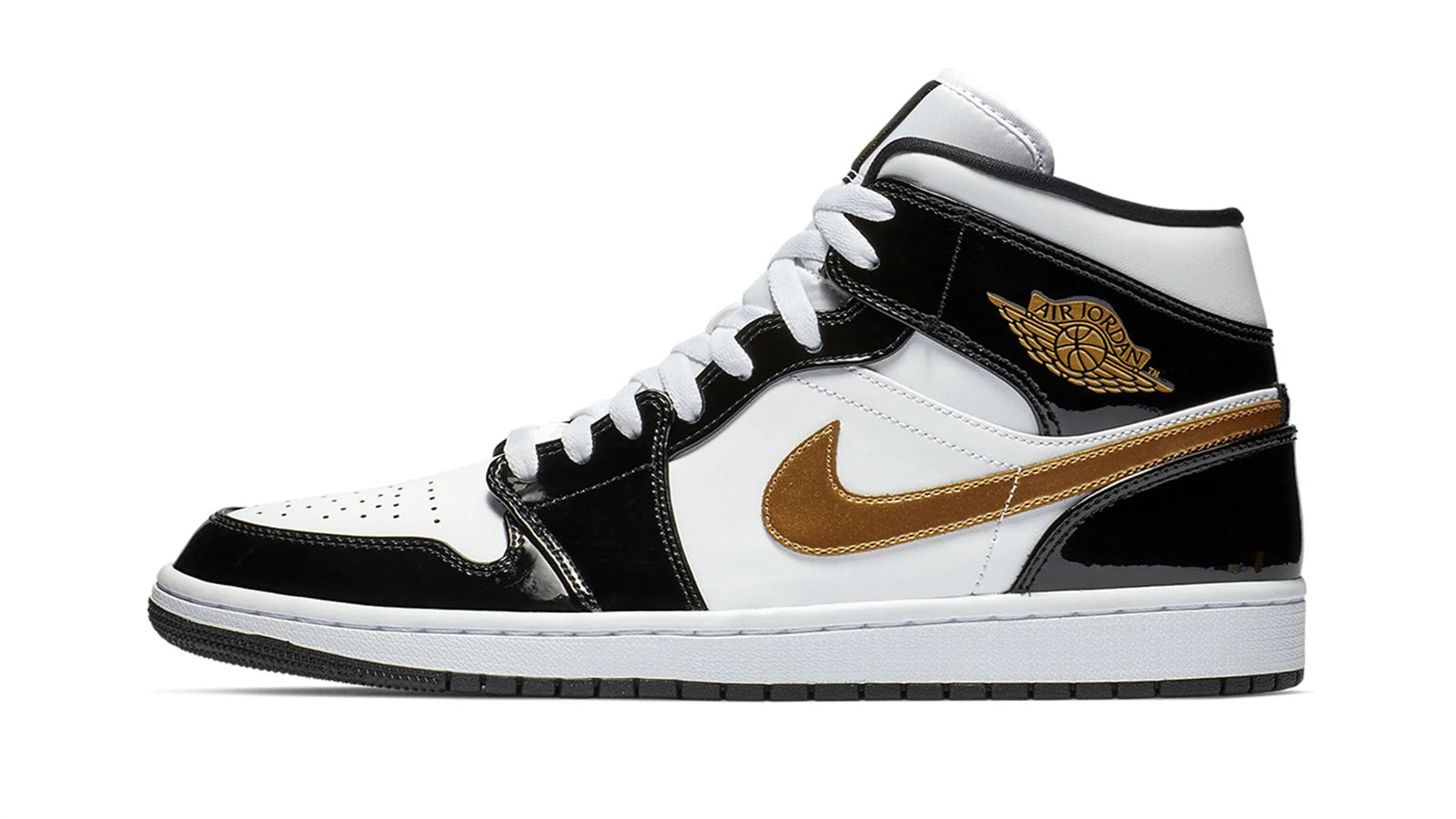 Air Jordan 1 Mid SE "Black Gold Patent Leather" - Image 3