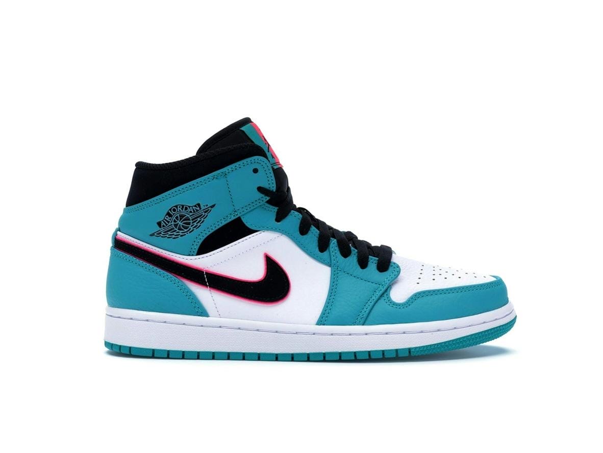 Air Jordan 1 Mid South Beach Turbo Green Black Hyper Pink Orange Peel Shoes | 852542-306
