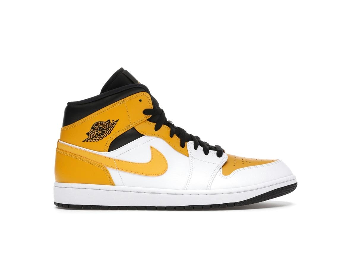 Air Jordan 1 Mid University Gold White Black Sneakers | Style Code 554724-170