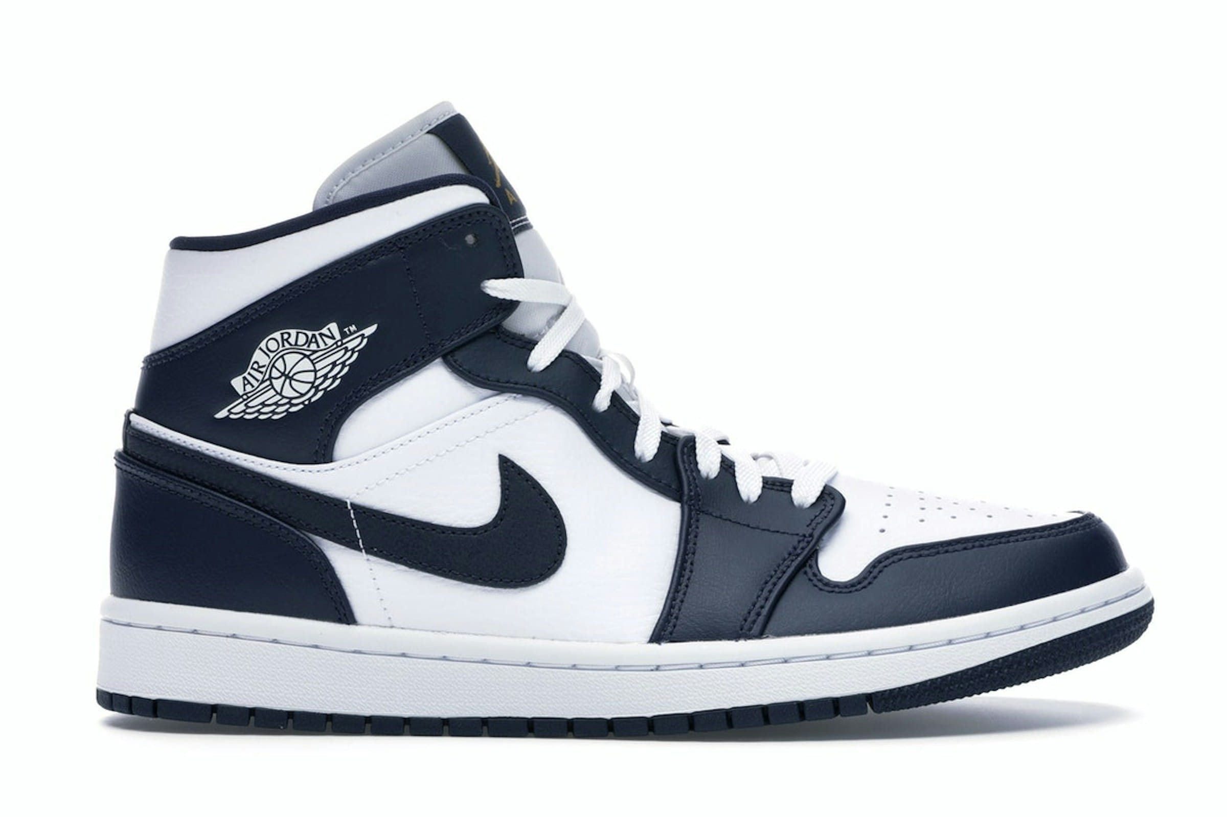 Air Jordan 1 Mid White Metallic Gold Obsidian - 554724-174 - Image 2