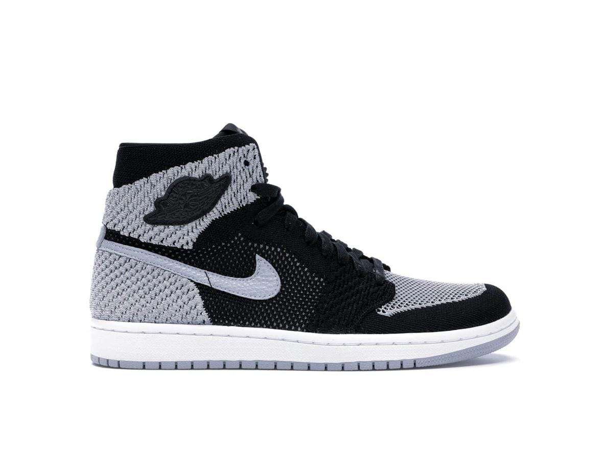Air Jordan 1 Retro High Flyknit Shadow Black Wolf Grey White Sneaker Style 919704-003
