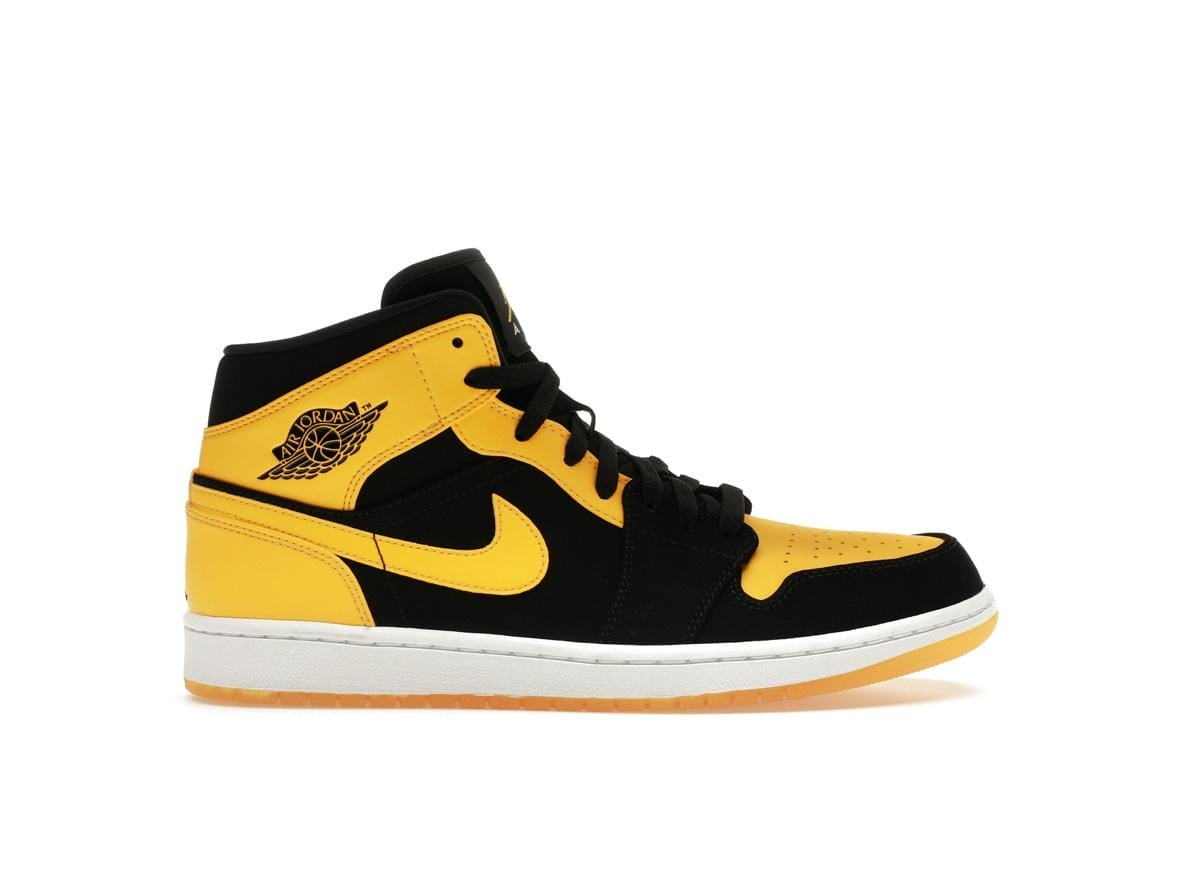 Air Jordan 1 Retro Mid New Love (2017) Black Varsity Maize White Sneaker Style 554724-035