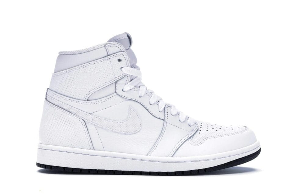 Air Jordan 1 Retro White Perforated Shoes | 555088-100