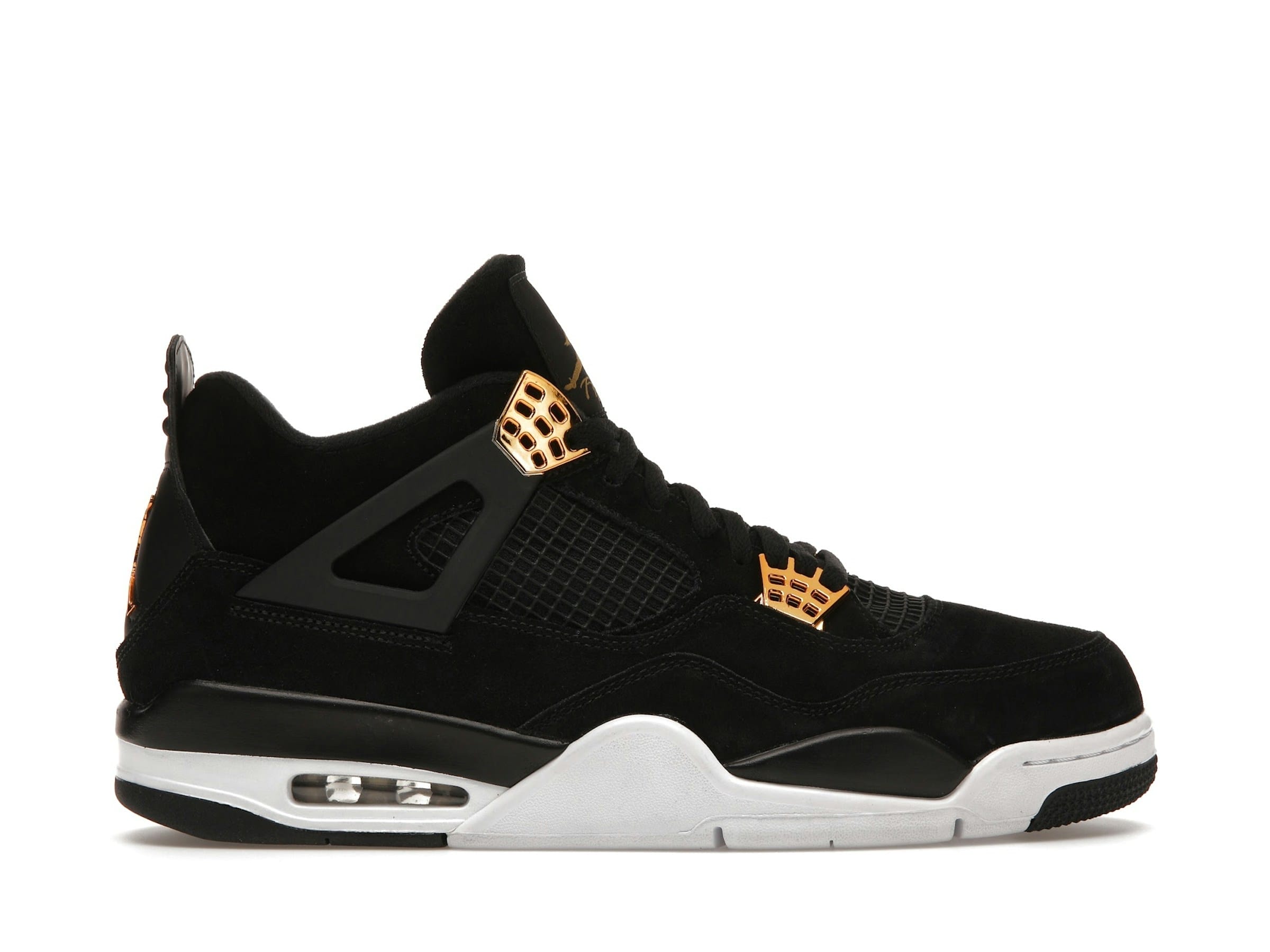 Air Jordan 4 Retro Royalty - 308497-032 - Black/Metallic Gold Suede Sneakers - Image 2