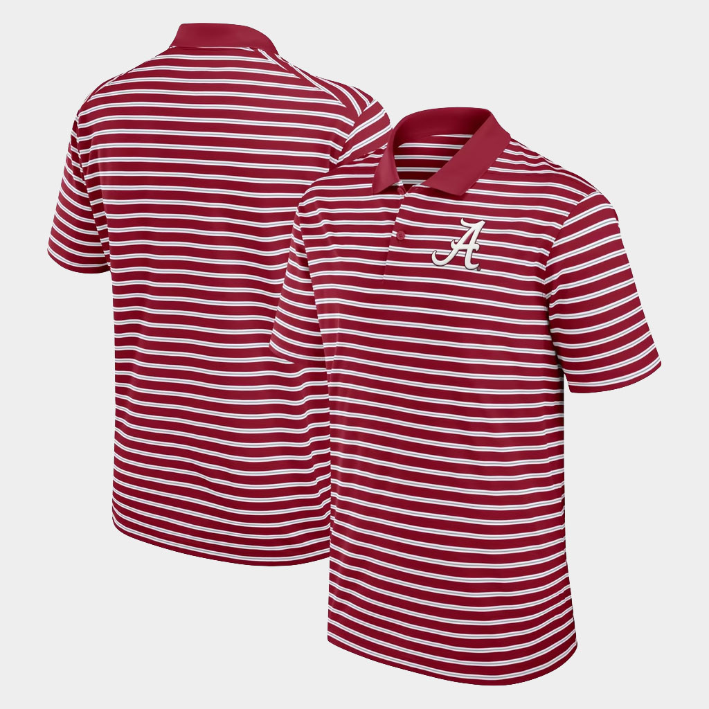 Alabama Crimson Tide Merch 2026 Alabama Crimson Tide Primetime Victory Striped Polo Shirt Men's
