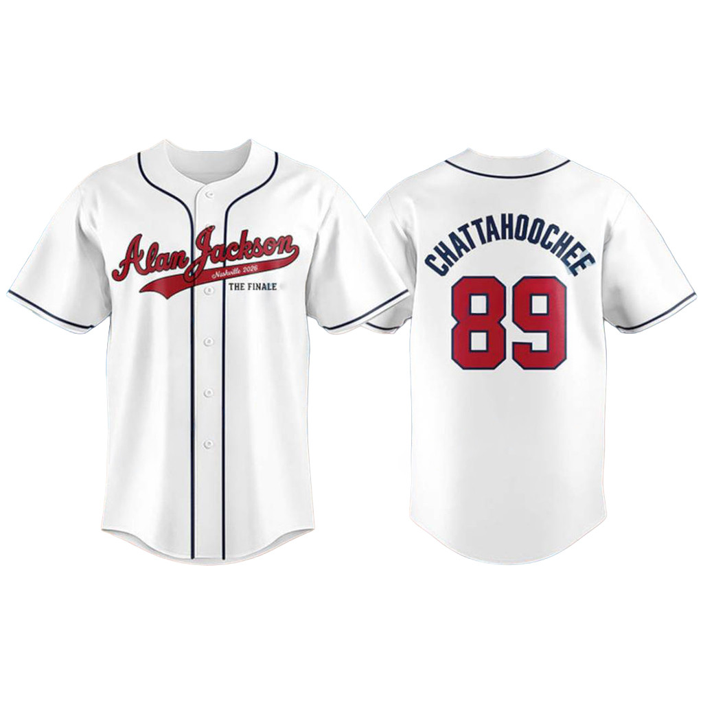 Alan Jackson Nashville 2026 The Finale Chattahoochee Baseball Jersey Alan Jackson Merch White