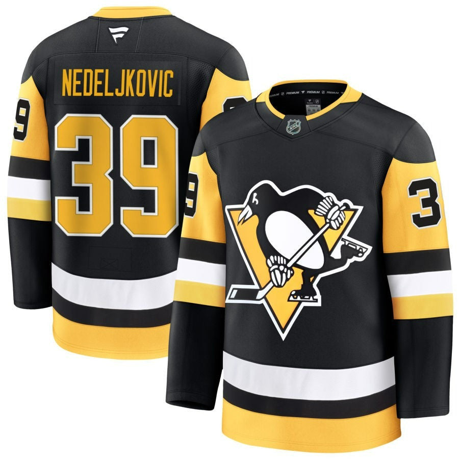 Alex Nedeljkovic Pittsburgh Penguins 2025 Home Premium Black Jersey 1 Alex Nedeljkovic Pittsburgh Penguins 2025 Home Premium Black Jersey