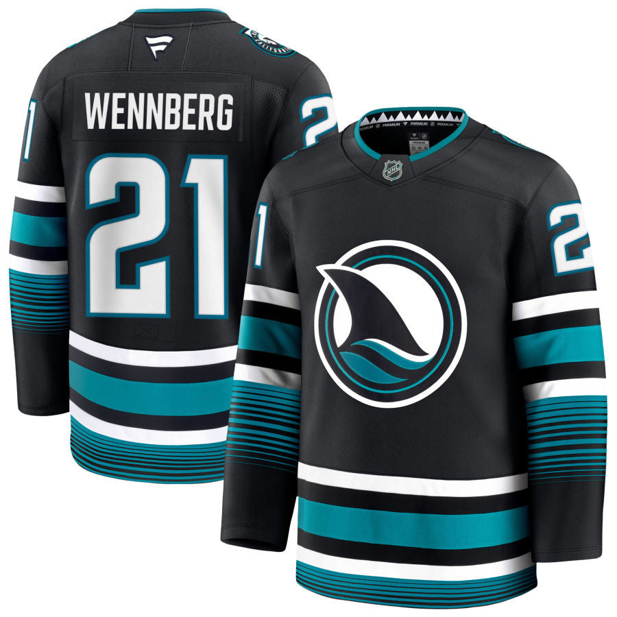 Alexander Wennberg San Jose Sharks 2025 Alternate Jersey - Black 1 Alexander Wennberg San Jose Sharks 2025 Alternate Jersey - Black