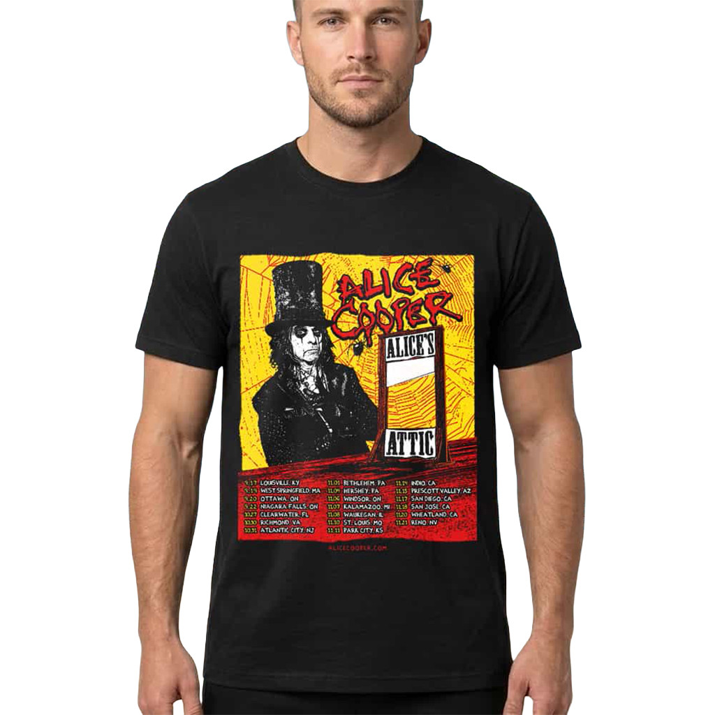 Alice Cooper Fall 2026 Tour Alice’s Attic Schedule Tour Dates T-Shirt Alice Cooper Merch