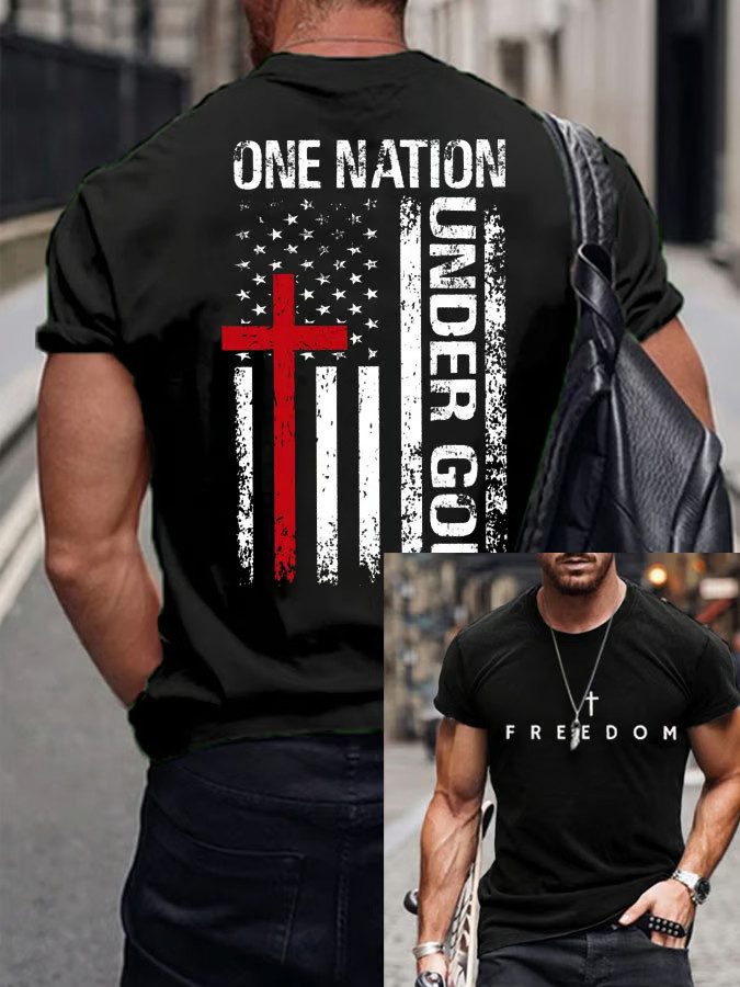 All American Halftime Show Merch Men's Freedom One Nation Under God T-Shirt TPUSA Merch - Image 2