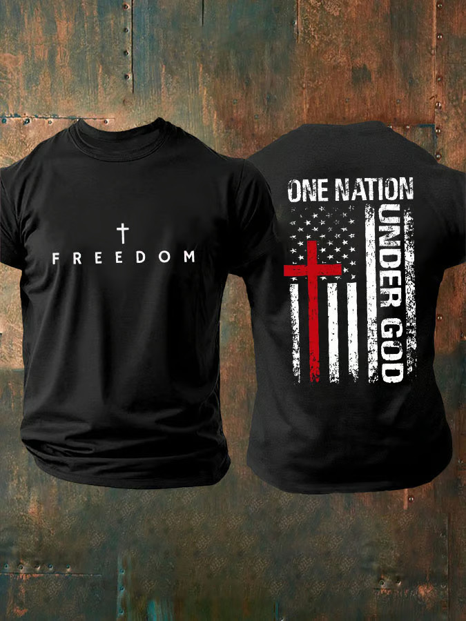 All American Halftime Show Merch One Nation Under God Freedom T-Shirt Charlie Kirk TPUSA Merch - Image 2