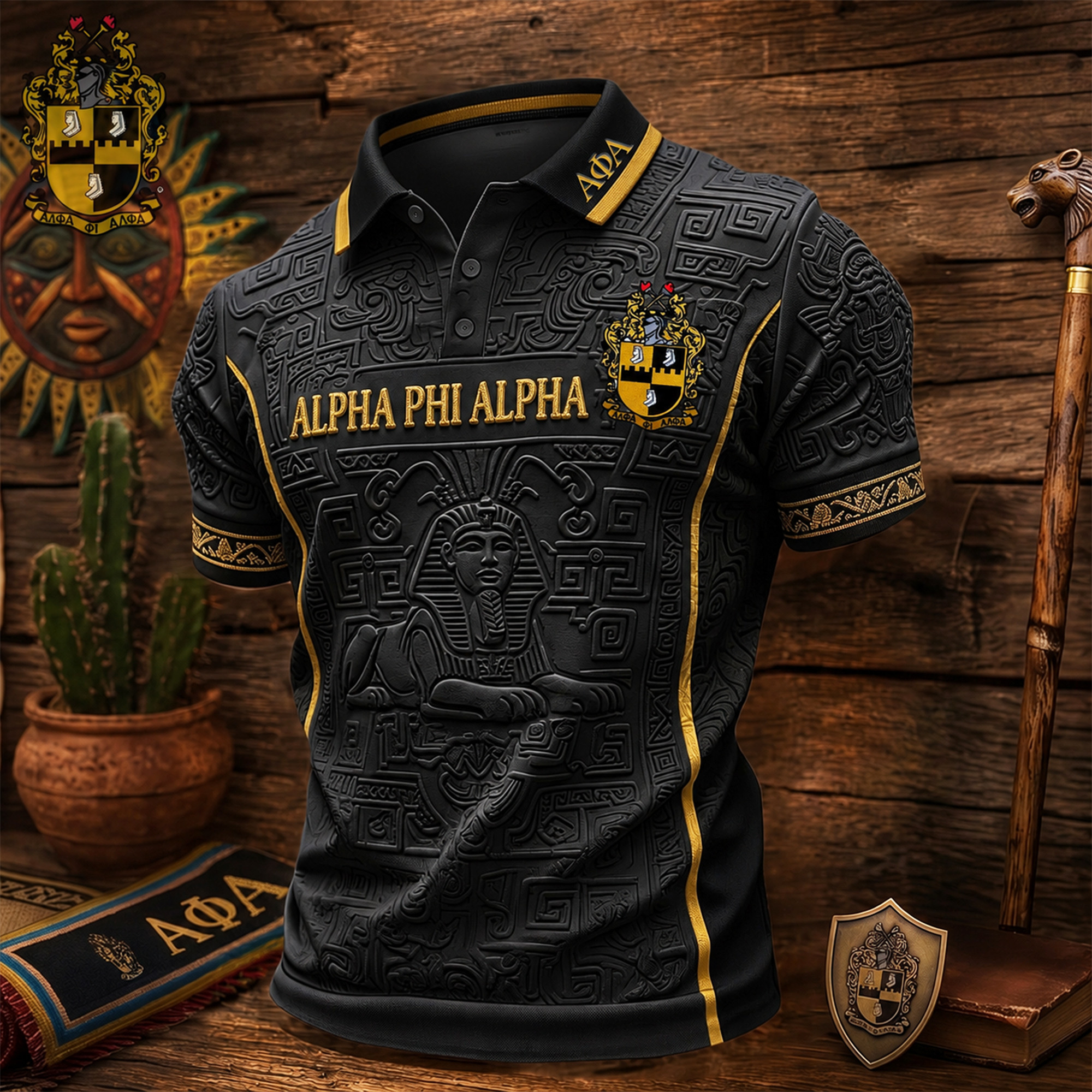 Alpha Phi Alpha 1906 Crest Polo Shirt APA Fraternity Merch Present For Brothers