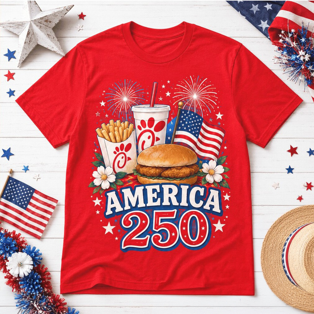America 250 Years Of Freedom Chick fil A Patriotic Red T-Shirt Unique Patriotic Gifts