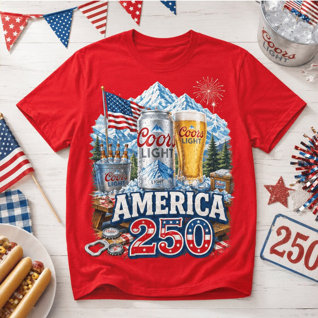 America 250 Years Of Freedom Coors Light Patriotic Beer T-Shirt 4Th Of July Apparel Best Gifts