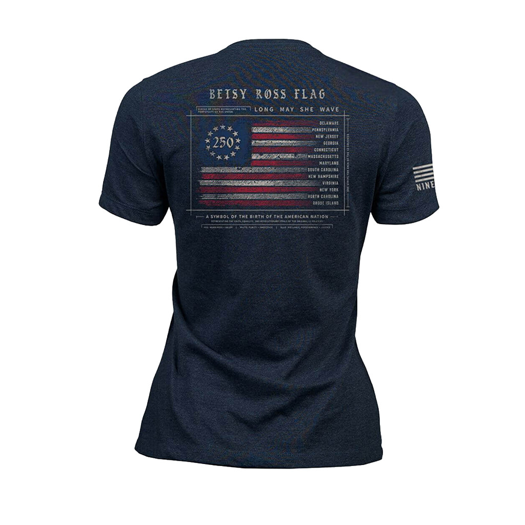 America 250th Betsy Ross Flag T-Shirt Long May She Wave Shirt Patriotic Women's Clothing