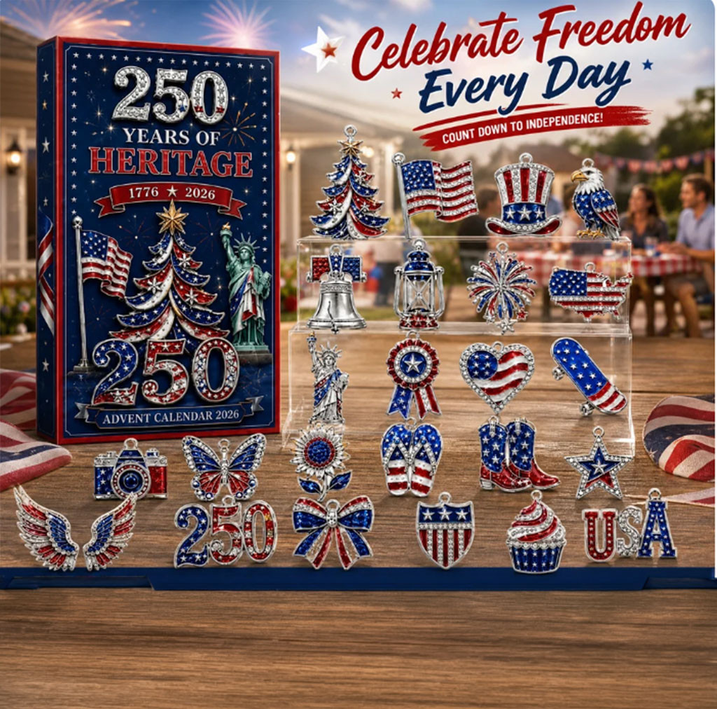 America 250th Heritage Icons Advent Calendar 2026 Christmas Ornaments Xmas Gift For Patriots