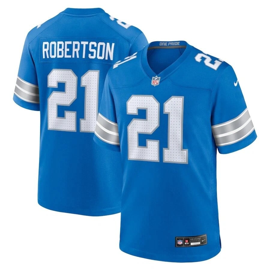 Amik Robertson Detroit Lions 2025 Player Game Jersey - Blue