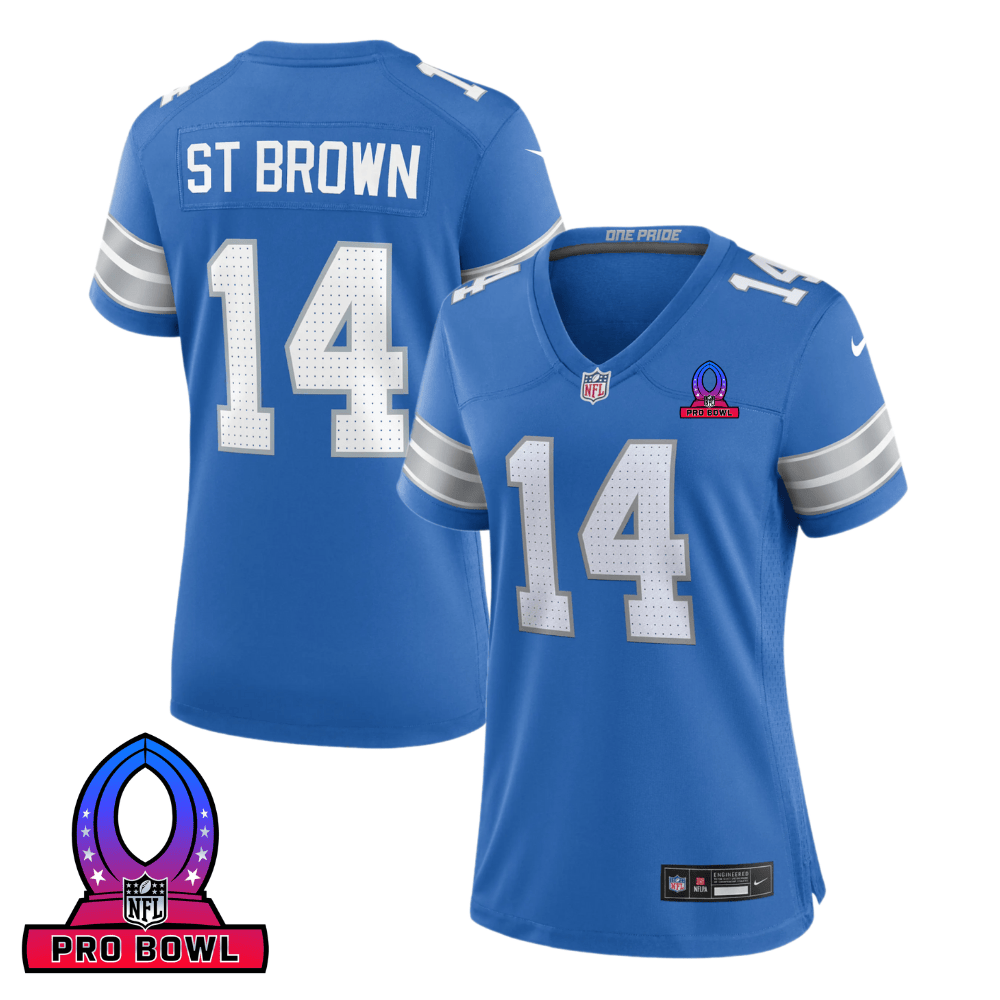 Amon-Ra St. Brown Detroit Lions 2025 Pro Bowl Patch Game Jersey - Blue