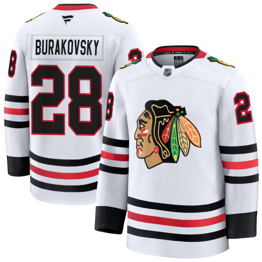 Andre Burakovsky Chicago Blackhawks 2025 Away Jersey - White 1 Andre Burakovsky Chicago Blackhawks 2025 Away Jersey - White