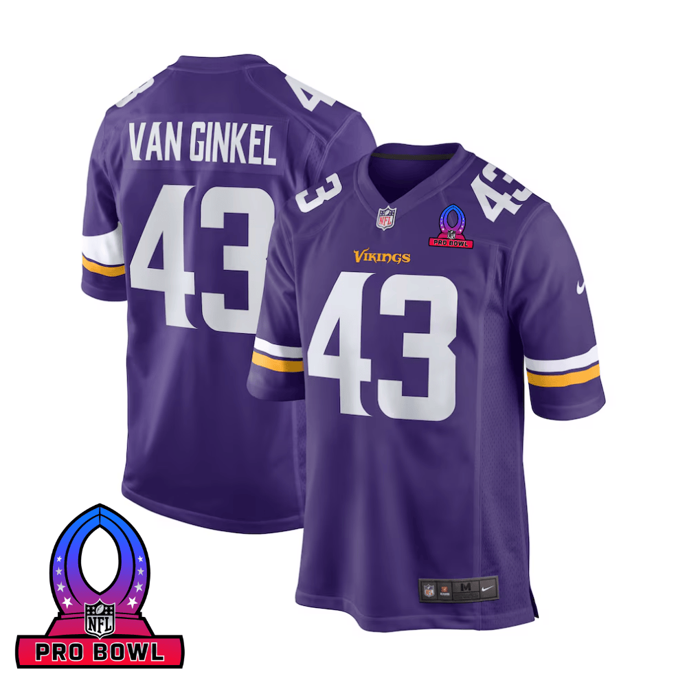 Andrew Van Ginkel Baltimore Ravens 2025 Pro Bowl Patch Game Men Jersey - Purple