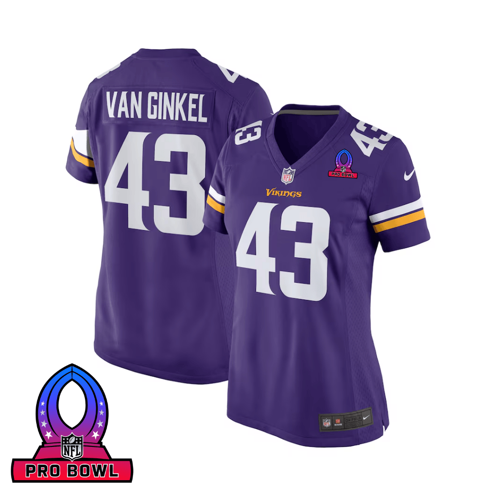 Andrew Van Ginkel Minnesota Vikings 2025 Pro Bowl Patch Game Jersey - Purple