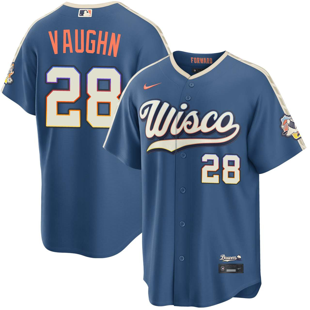 Andrew Vaughn Milwaukee Brewers 2026 City Connect Stadium Jersey - Mineral Blue