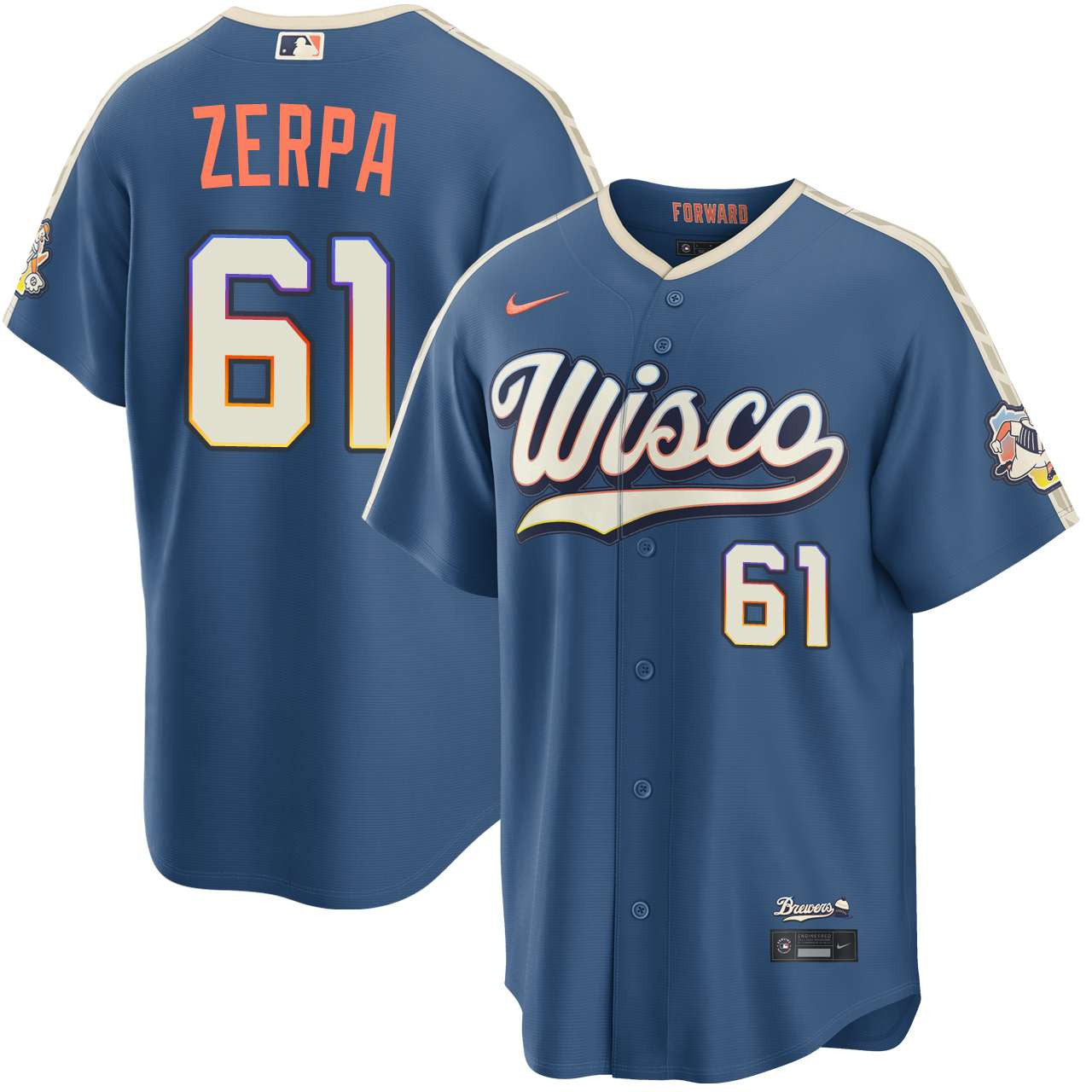Angel Zerpa Milwaukee Brewers 2026 City Connect Stadium Jersey - Mineral Blue