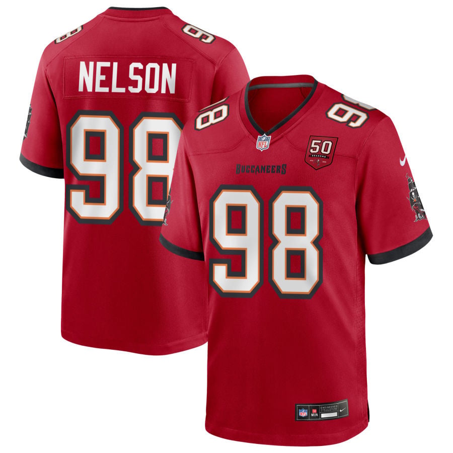 Anthony Nelson Tampa Bay Buccaneers 2025 50th Season Game Jersey - Red