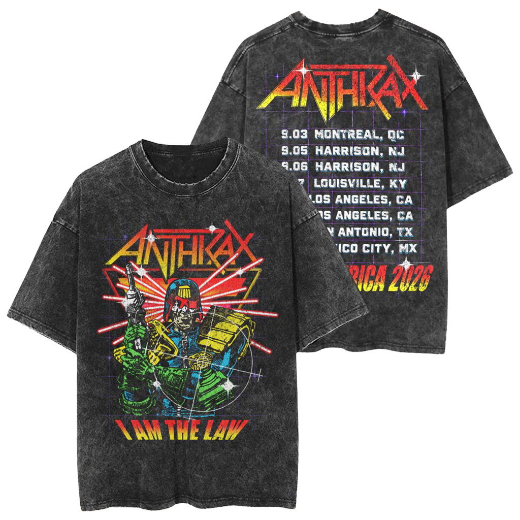 Anthrax North America 2026 Tour Merch I Am The Law Cyber Judge Vintage Washed T-Shirt Fan Gear
