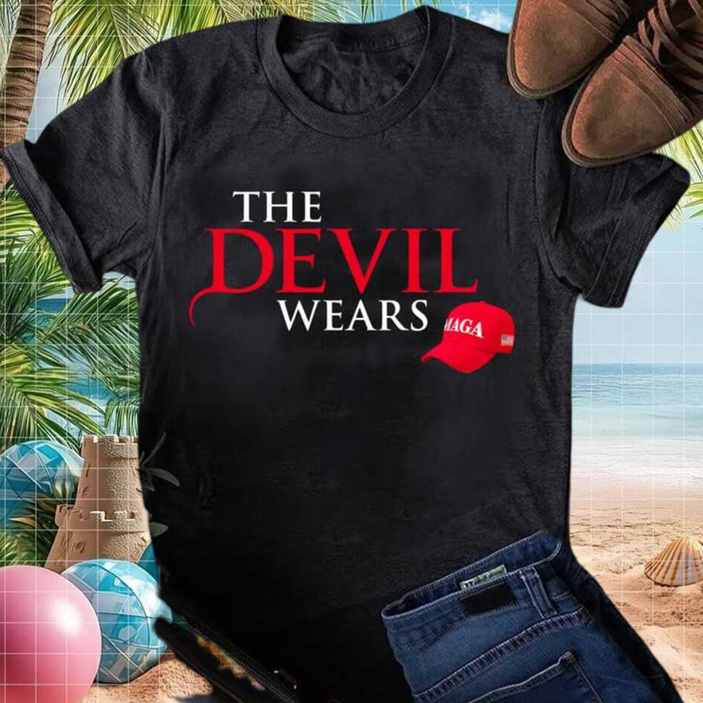 Anti Maga Political Satire The Devil Wears Maga Hat T-Shirt Anti MAGA Merch Protest Gift Ideas