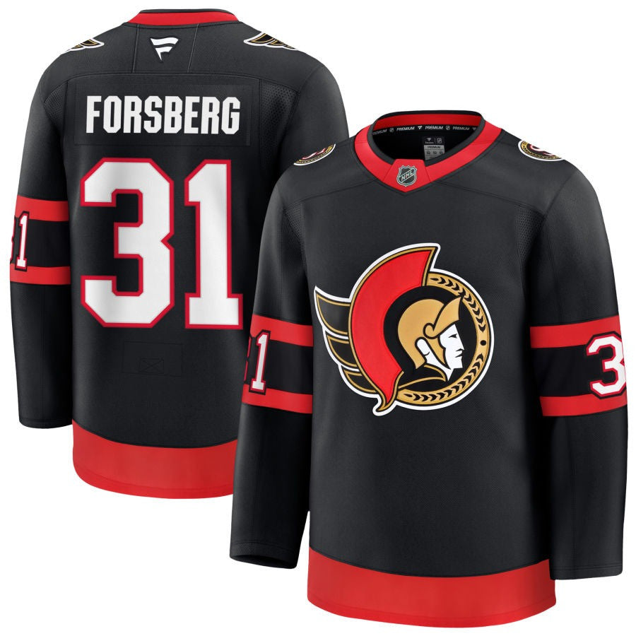 Anton Forsberg Ottawa Senators 2025 Premium Home Jersey - Black 1 Anton Forsberg Ottawa Senators 2025 Premium Home Jersey - Black