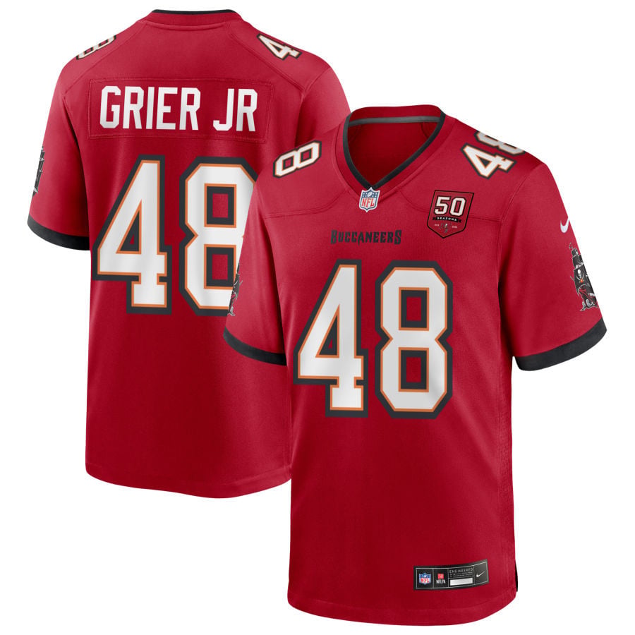 Antonio Grier Jr Tampa Bay Buccaneers 2025 50th Season Game Jersey - Red