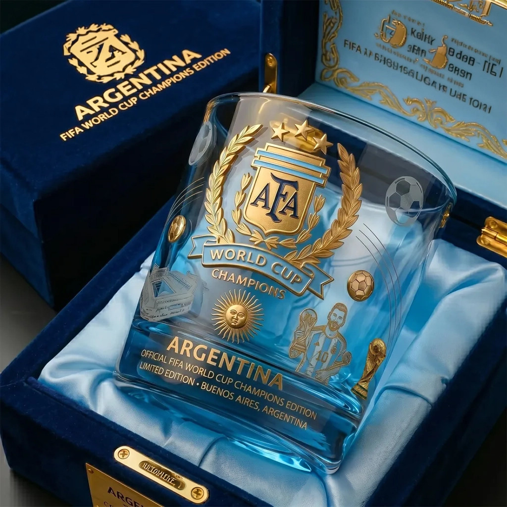 Argentina National Football Team World Cup Champions Whiskey Glass Argentina FIFA WC Merch