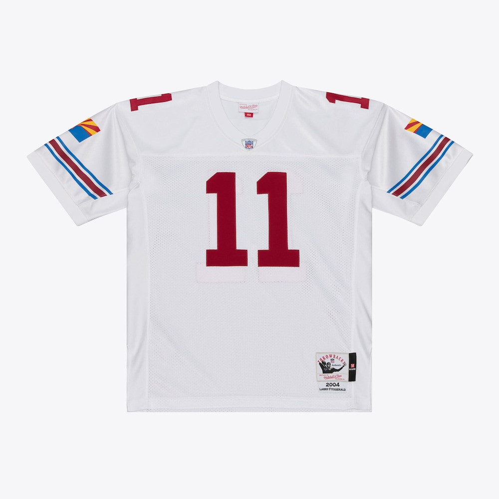 Arizona Cardinals Merch - Men's Larry Fitzgerald 2004 Authentic Throwback Jersey, White - Mitchell & Ness - Gift For Football Fans