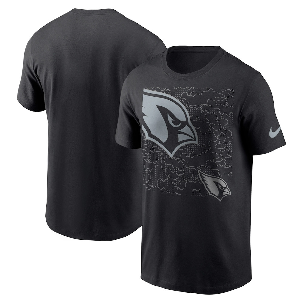 Arizona Cardinals Merch - Men's RFLCTV T-Shirt, Black - Cool Football Gifts