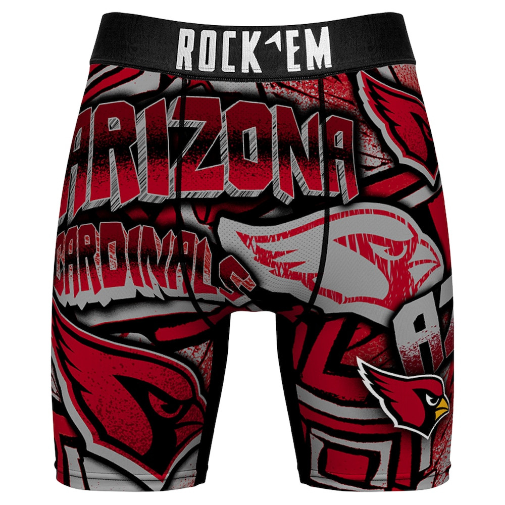 Arizona Cardinals Merch - Men's Rock Em Socks Cardinal Sketched Out Boxer Briefs - Football Gift Ideas For Men