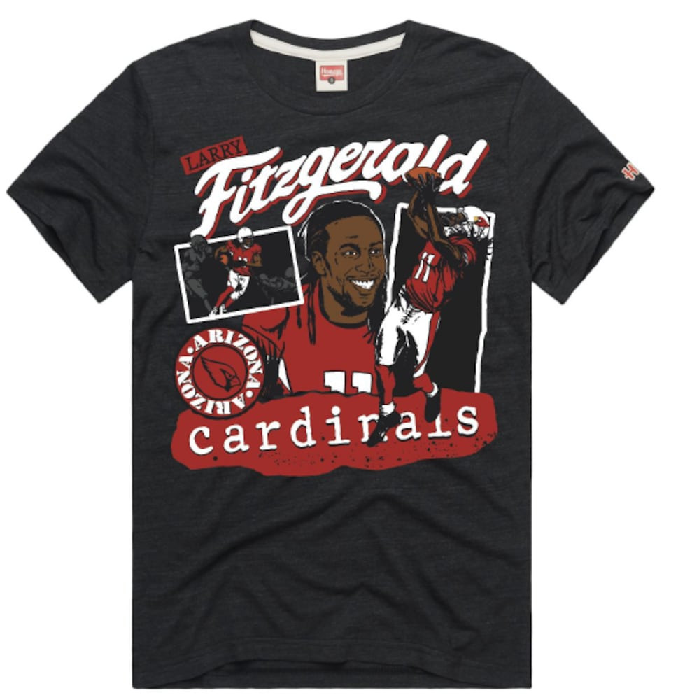Arizona Cardinals Merch - Unisex Larry Fitzgerald Homage Classic Illustration T-Shirt, Charcoal - Presents For Football Lovers
