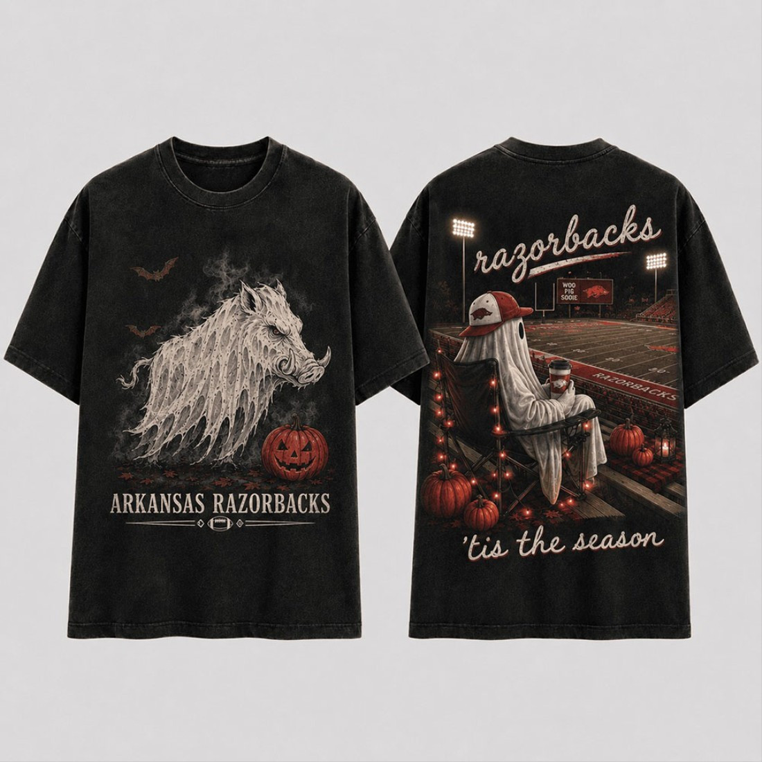 Arkansas Razorbacks Halloween Ghost Vintage T-Shirt Tis The Season Arkansas Razorbacks Merch