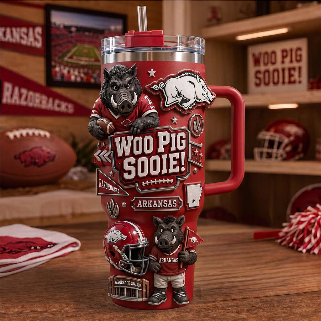 Arkansas Razorbacks Woo Pig Sooie Tumbler Arkansas Razorbacks Merch Gift For Football Lovers