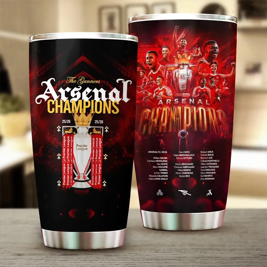 Arsenal FC 25 26 Premier League Champions 40oz Stanley Tumbler Arsenal Champions Merch Fan Gift
