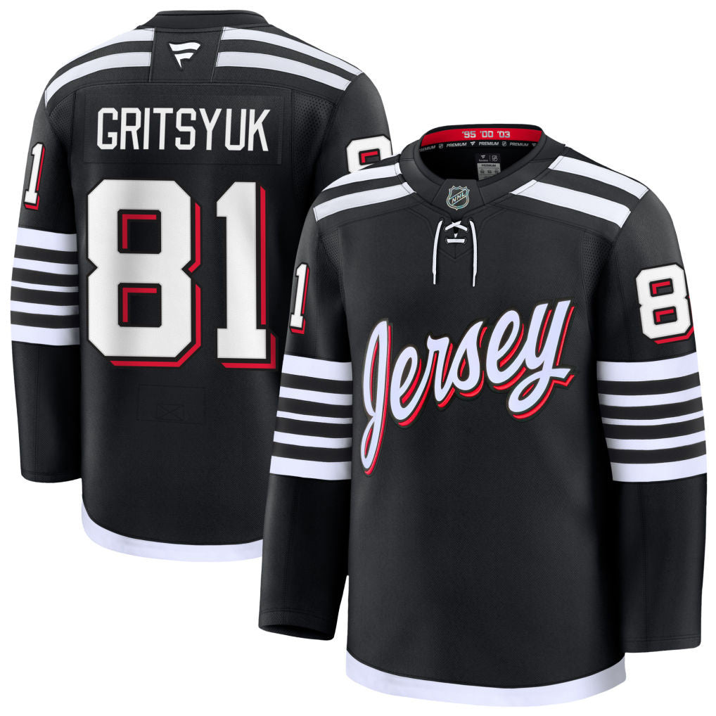 Arseny Gritsyuk New Jersey Devils 2025 Alternate Premium Jersey - Black 1 Arseny Gritsyuk New Jersey Devils 2025 Alternate Premium Jersey - Black