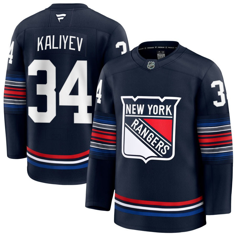 Arthur Kaliyev New York Rangers 2025 Alternate Premium Navy Jersey 1 Arthur Kaliyev New York Rangers 2025 Alternate Premium Navy Jersey