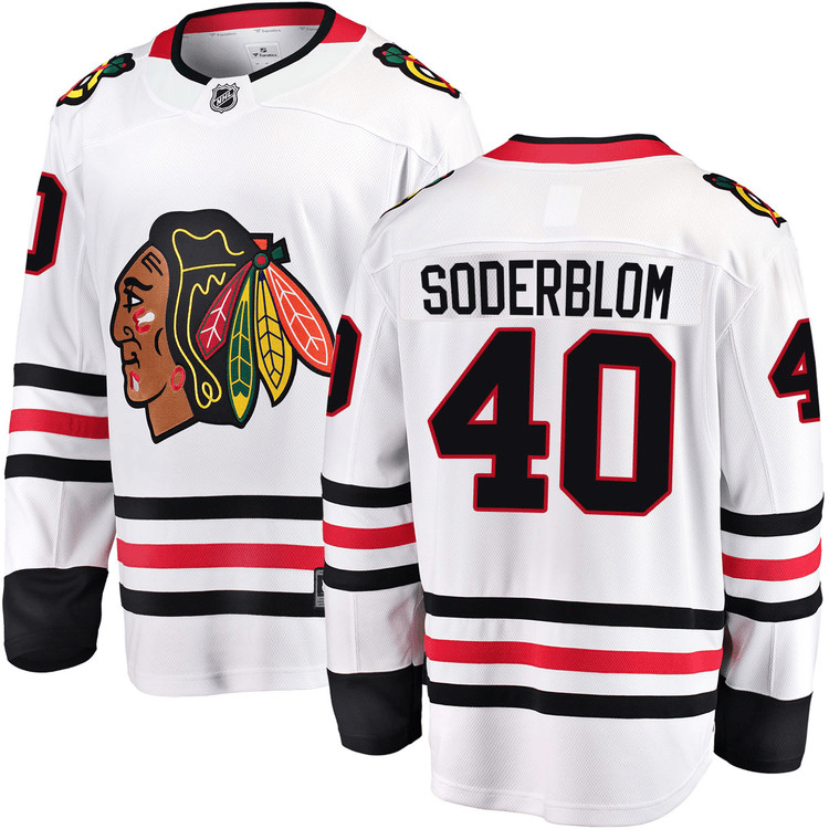 Arvid Soderblom Chicago Blackhawks 2025 Road Breakaway White Jersey