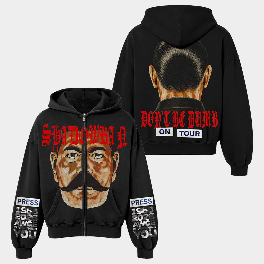 ASAP Rocky Merch 2026 Don't Be Dumb Tour Shadowban Zip Hoodie ASAP Rocky Tour Merch Black