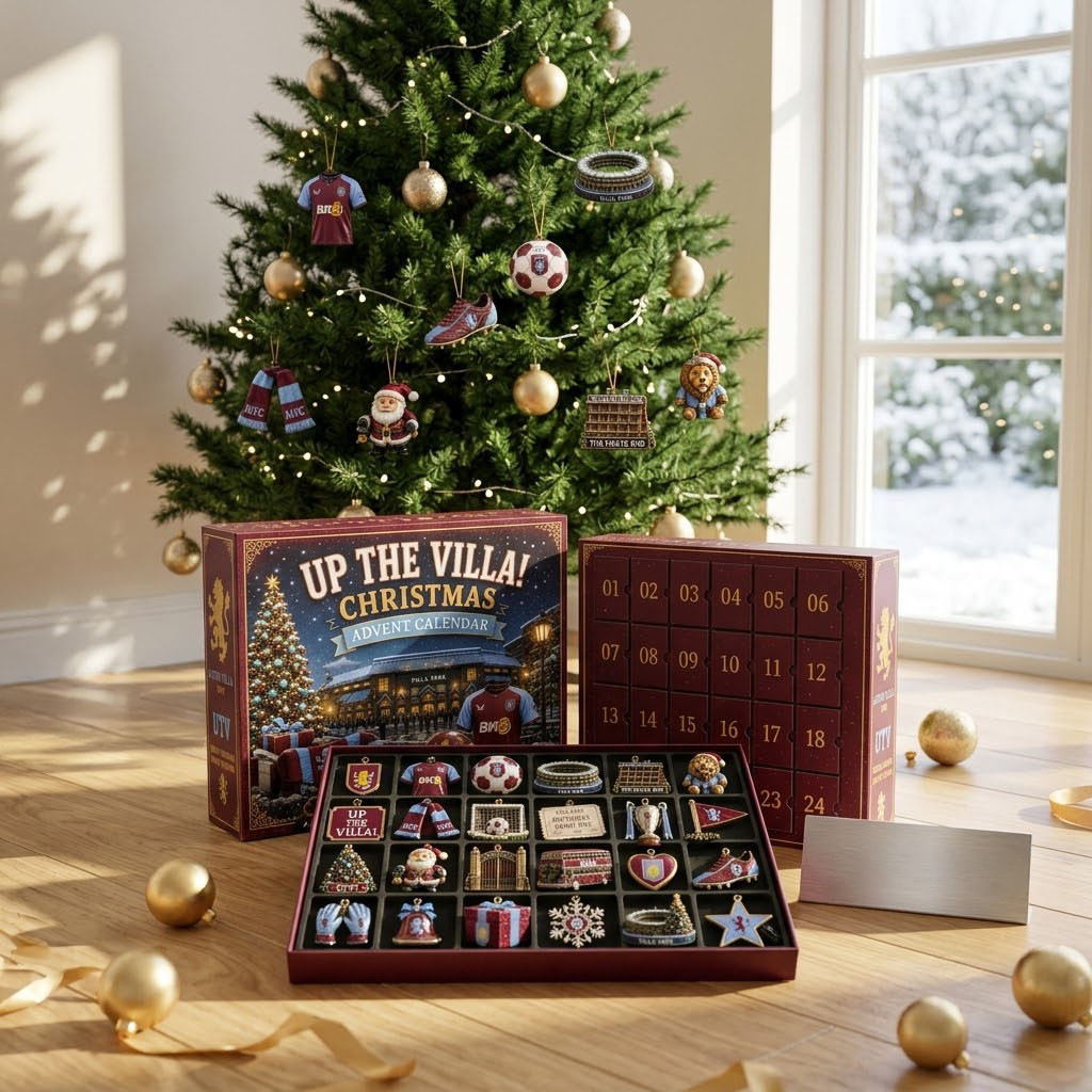 Aston Villa FC Merch Up The Villa Advent Calendar Christmas Gift For Soccer Fans