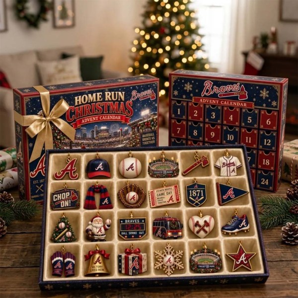 Atlanta Braves Advent Calendar Home Run Christmas Ornament Atlanta Braves Merch Baseball Gifts - Image 2