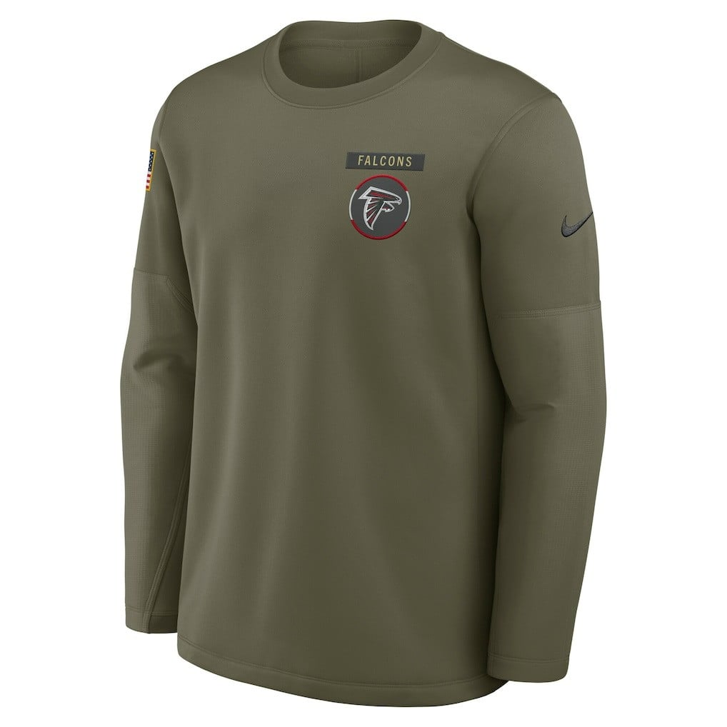 Atlanta Falcons 2025 Salute to Service Sideline Coaches Therma-FIT Long Sleeve Shirt - Olive - Image 2