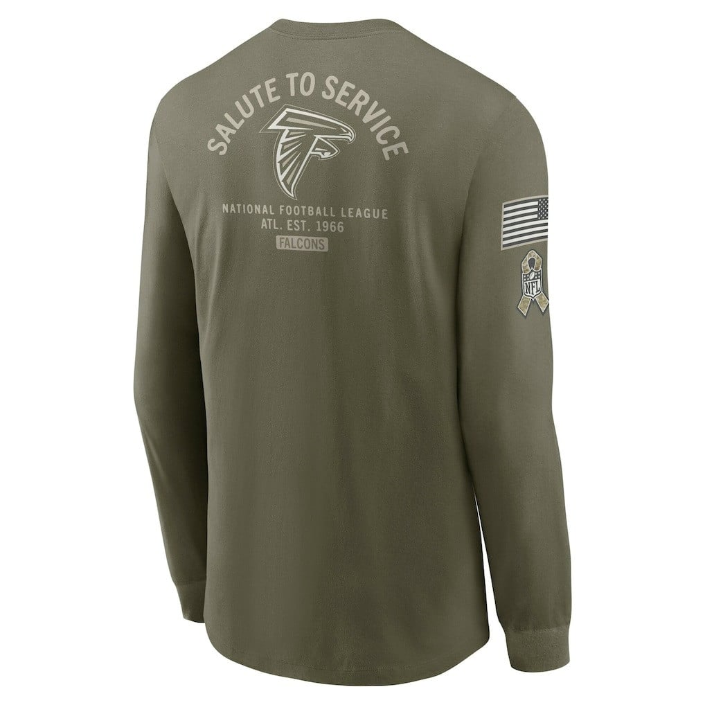 Atlanta Falcons 2025 Salute to Service Sideline Long Sleeve T-Shirt - Olive - Image 3