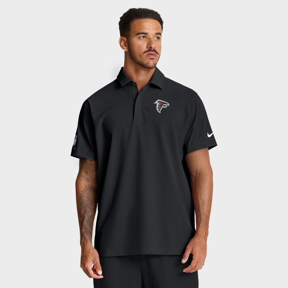 Atlanta Falcons Merch - Men's Sideline Woven Dri-FIT Polo, Black - Best Football Gifts For Christmas