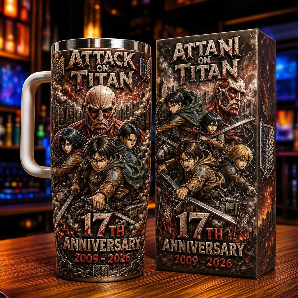 Attack On Titan 17th Anniversary 2009 2026 Tumbler Attack On Titan Merch Gift For Anime Fans